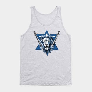 Star of David lion with iron swords Tank Top